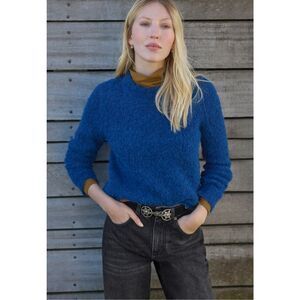 Wrap London Bouclé round neck sweater Alpaca  Deep Cobalt Blue size 4 6